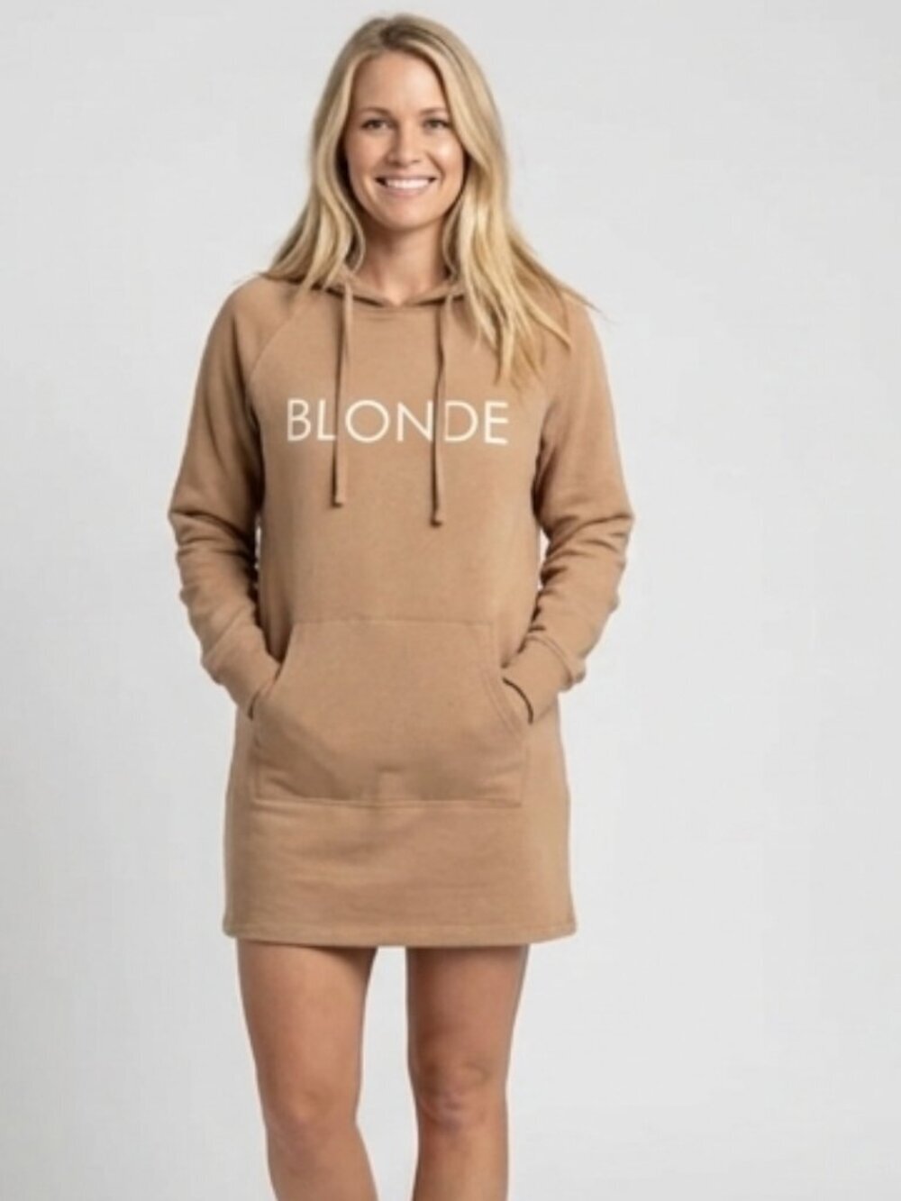 Brunette The Label Tan “Blonde” Hoodie Dress